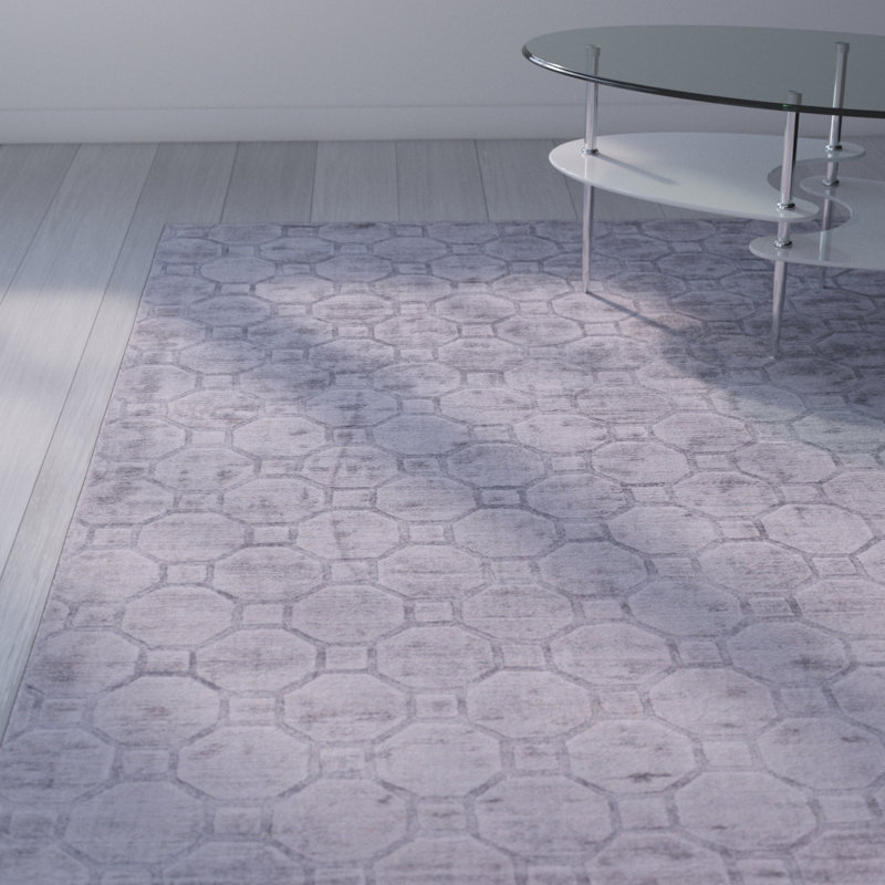Tapis gris à motif géométrique Tyndalls Park, Rectangle 6 pi x 9 pi