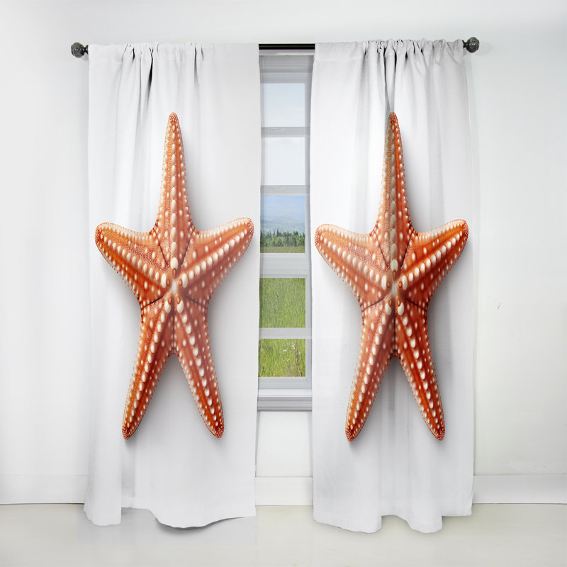 Sylvie minimaliste étoile de mer orange - rideau étoile de mer - velours obscurcissant - 1 panneau, L 52 po x L 90 po