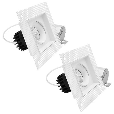 LUXRITE 1-Head Square Regressed Trimless Gimbal LED Recessed Light, 360° + 15° Swivel, 5CCT, 15W, 1000LM, 60° Beam, Dual Dimmable, IC & Wet 2 Pack