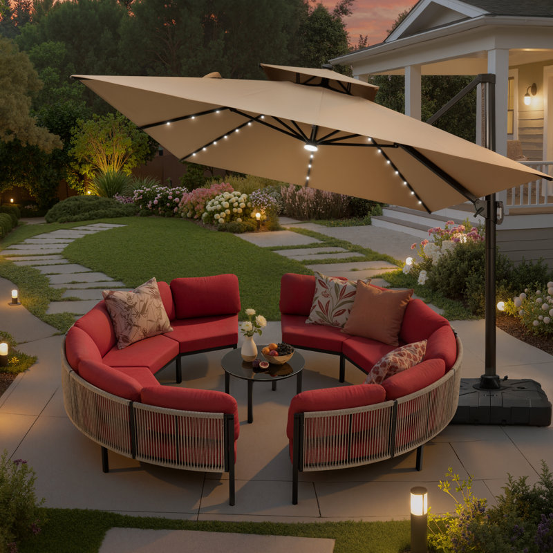 Aluminum Sofa Seating Group, Chili Cushion/Black Frame