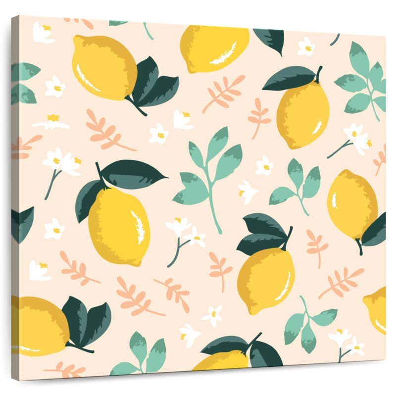 Arney Lemon And Flowers Pattern, 20" H x 20" W