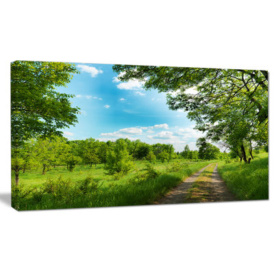 «Green Forest Road and Blue Sky», reproduction de photo sur toile tendue