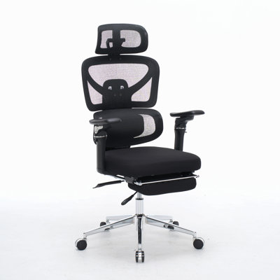 Fauteuil de bureau ergonomique avec support lombaire à massage, appui-tête 4D et accoudoirs 5D, dossier réglable haut et profondeur d'assise