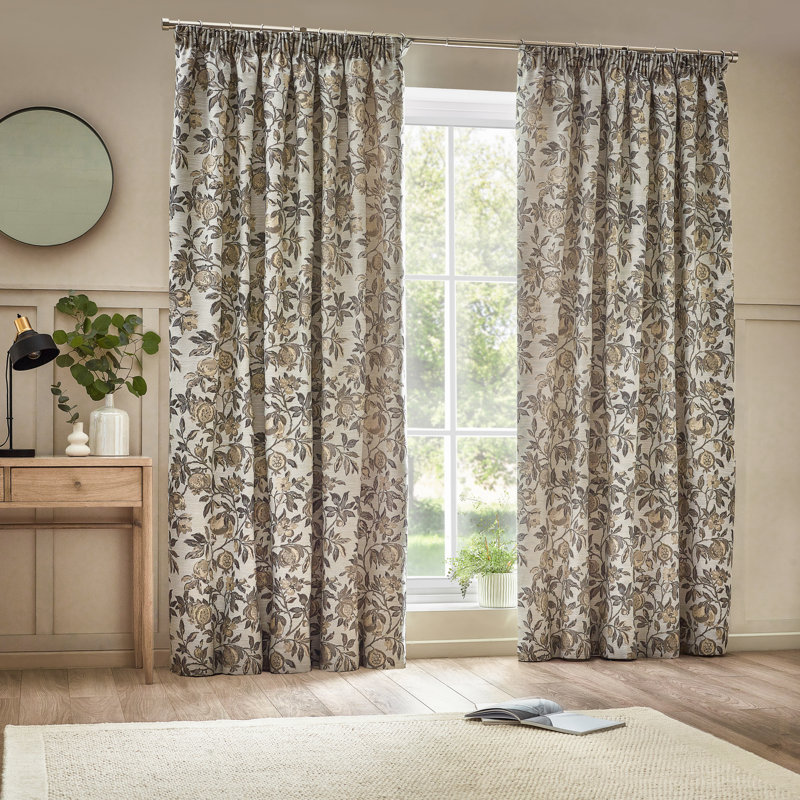 Alleane Room Darkening Curtain Pair, Beige, Width 229 x Drop 229 cm