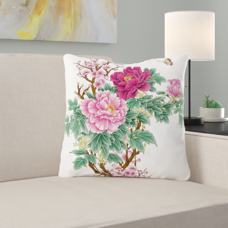 Coussin décoratif fleur Stephani, Microsuède, Intérieur