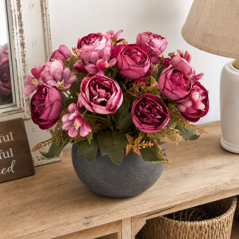 Arrangement de fausses pivoines - mauve-rouge (ensemble de 3), Mauve