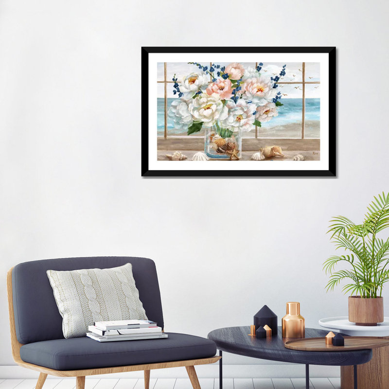 «Coastal Window» par Nan - reproduction, H 24 po x l 32 po x P 1 po, Cadre noir