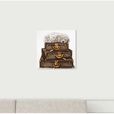 Caniche de couchage blanc, reproduction d’art sur toile