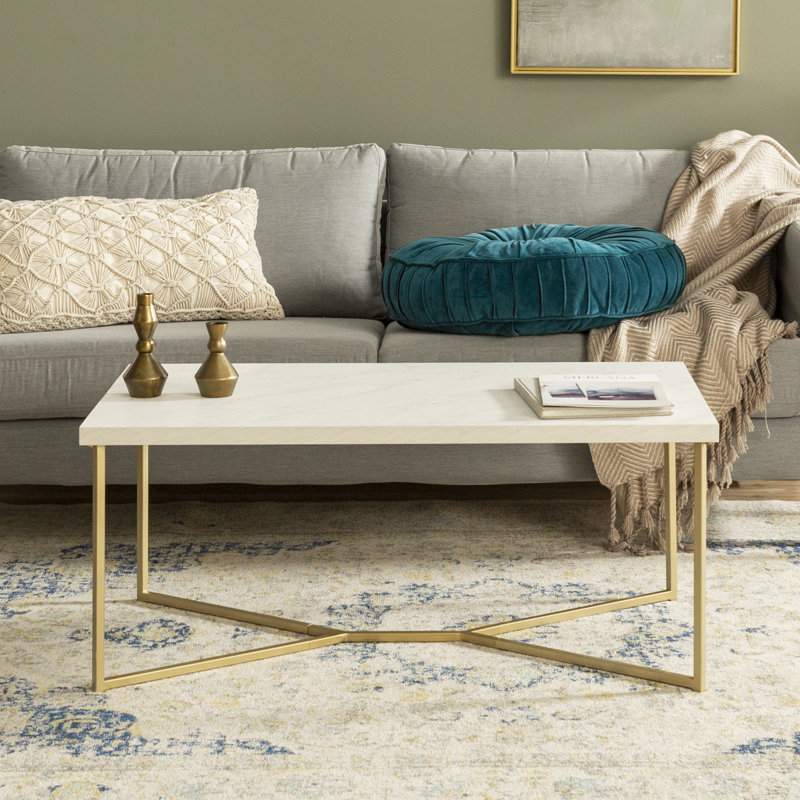 Allie Frame Coffee Table, Gold, White