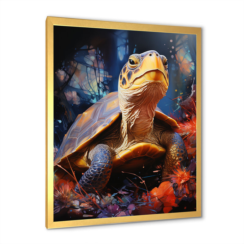 Voyage expressionniste sur toile, H 44 po x l 34 po x P 1,5 po, Cadre doré simple