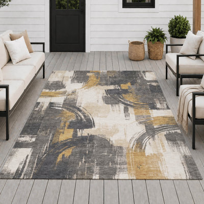 Machine Washable Indoor/Outdoor Chantille ACN2948 Abstract Rug
