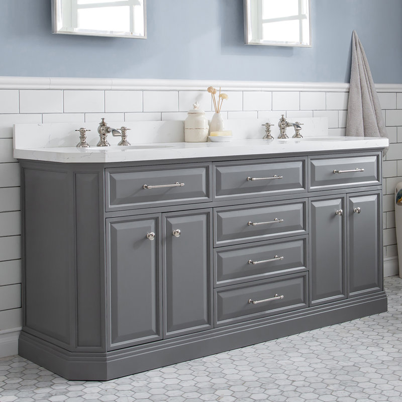 Palace 72'' W Double Vanity, Cashmere Gray, Polished Nickel