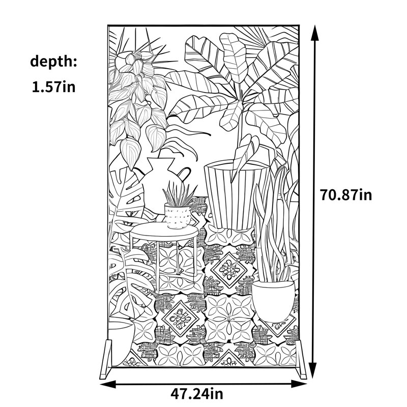 Écran mobile abstrait, H 70,87 po x l 47,24 po x P 1,57 po