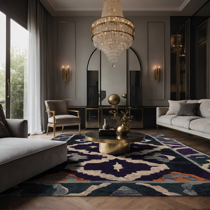 Tapis mauve soyeux et moelleux, Rectangle 2 pi x 3 pi