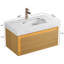 Meuble-lavabo flottant avec comptoir en pierre frittée, lavabo en céramique et capteur DEL