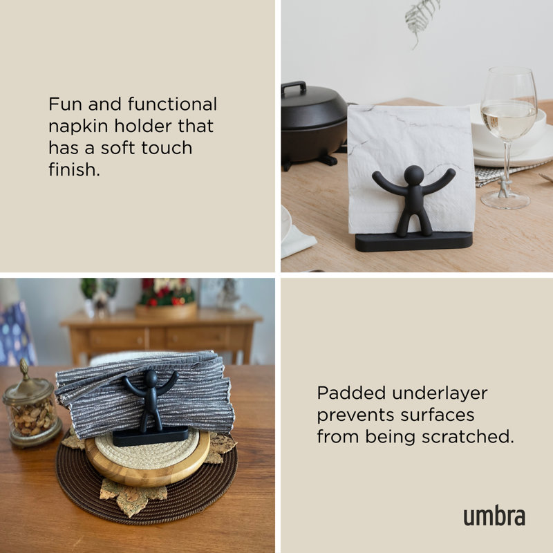 Black Polypropylene Buddy Napkin Holder with Soft-Touch Finish