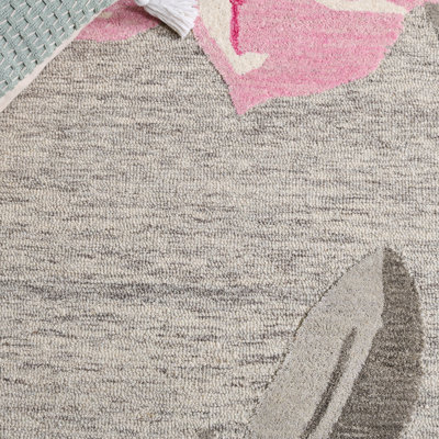 Jardin 403 Hand Tufted Wool/Cotton Floral Rug in Grey/Pink