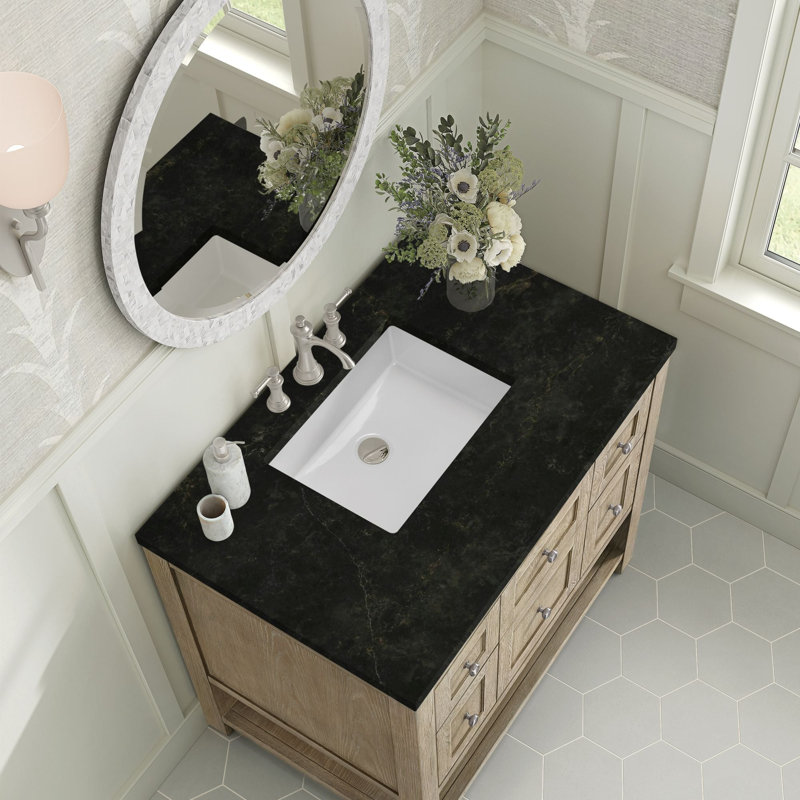 Breckenridge 36'' W Single Vanity, Whitewashed Oak, Phantome Eclos, 8" Widespread