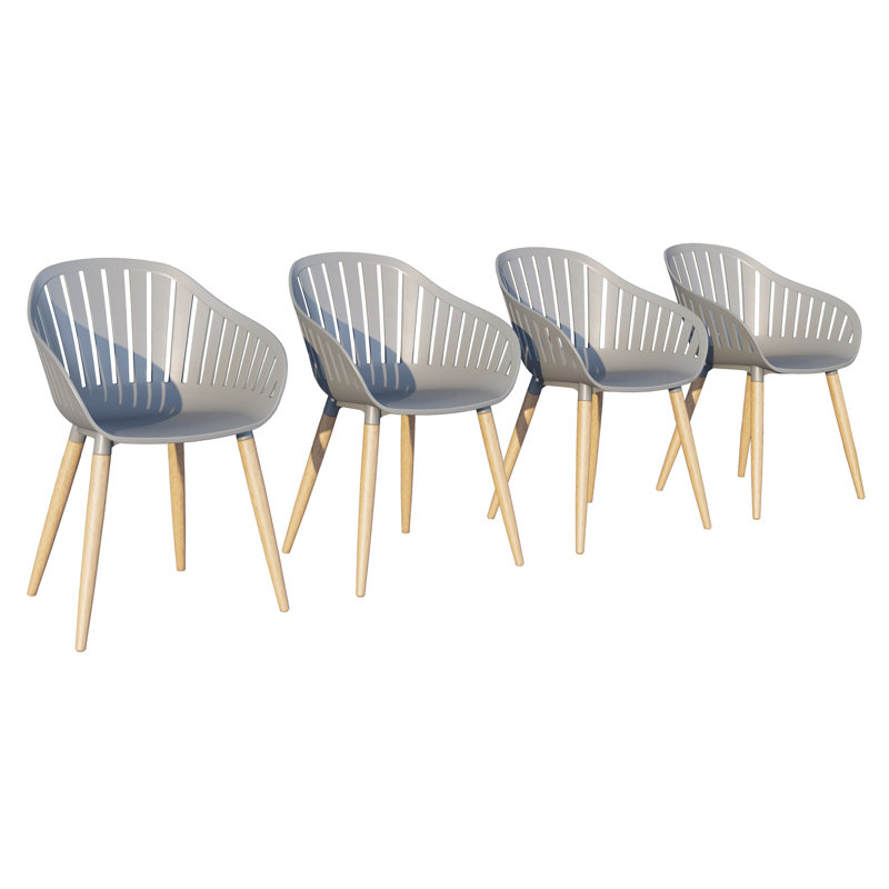Como Wood Premium All-Weather Wicker Outdoor Dining Armchair, Natural Wood