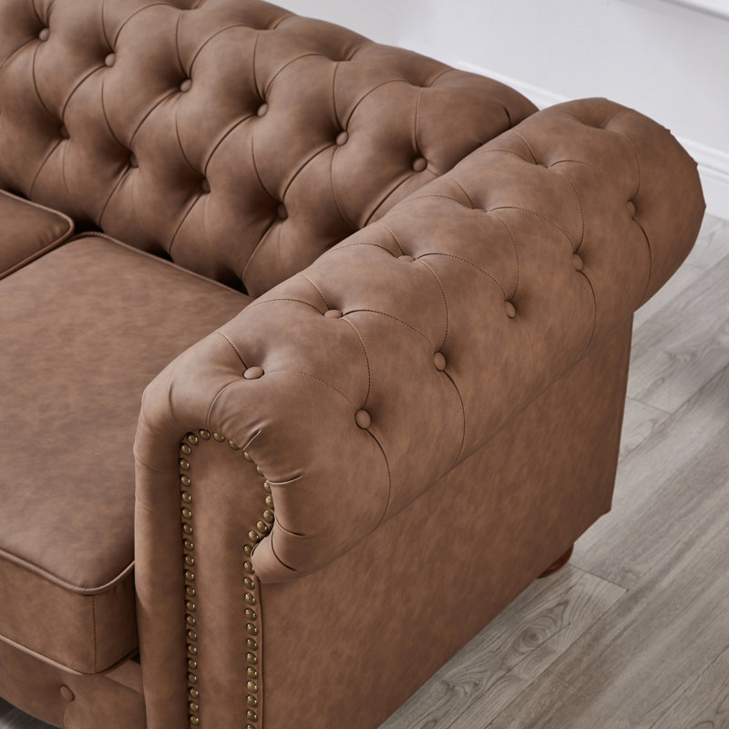 Canapé Chesterfield Modern en similicuir Chesterfield, Brun