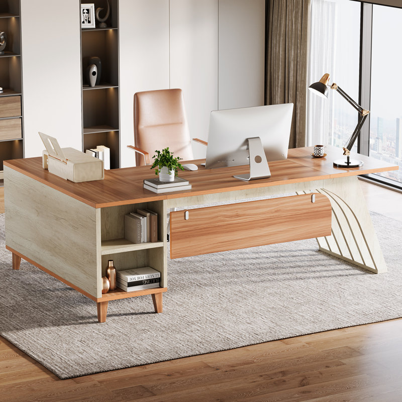 78.74" L-shaped Executive Desk, Large Computer Desk With File Cabinet