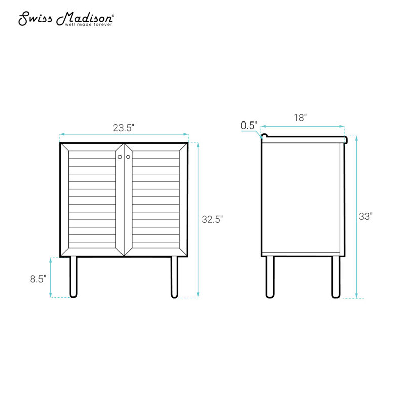 Armoire de salle de bain autoportante sans comptoir 24 po Bron, Brun