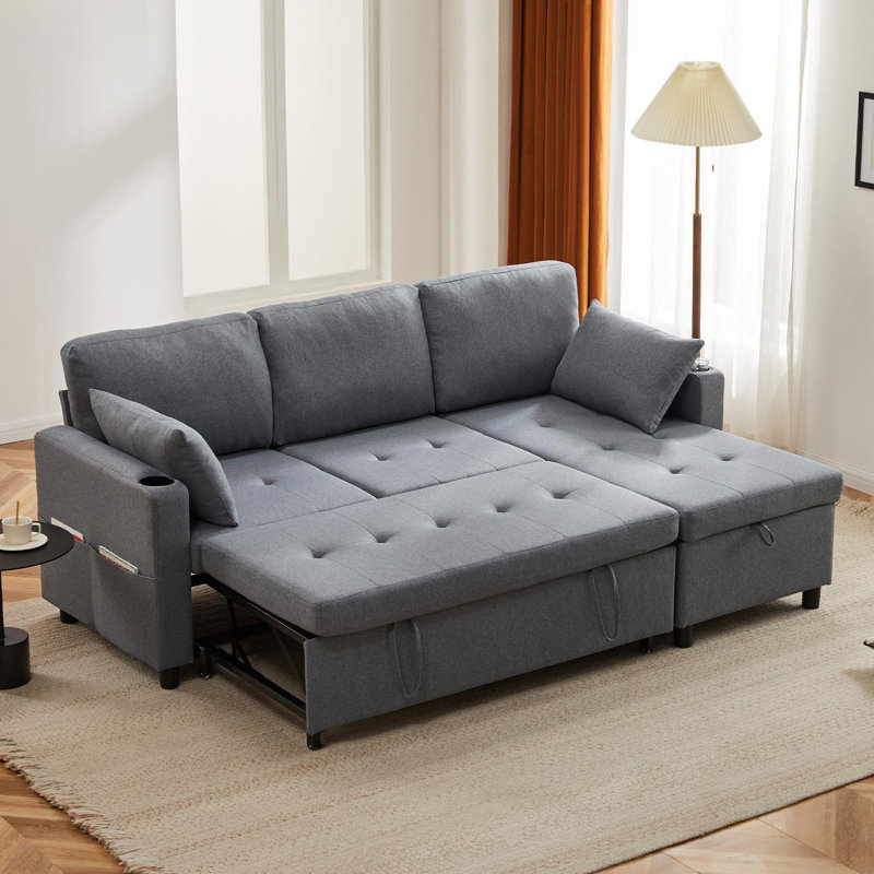 Azer 3 Seater Fabric Sofa Bed, Grey