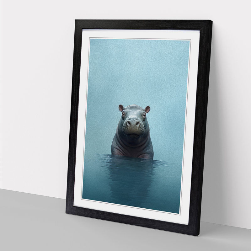 Hippo Minimalism - Framed Print