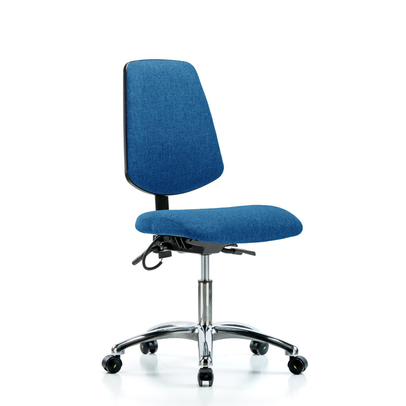 Chaise antistatique Jakayla, Bleu, Roulettes, Inclus
