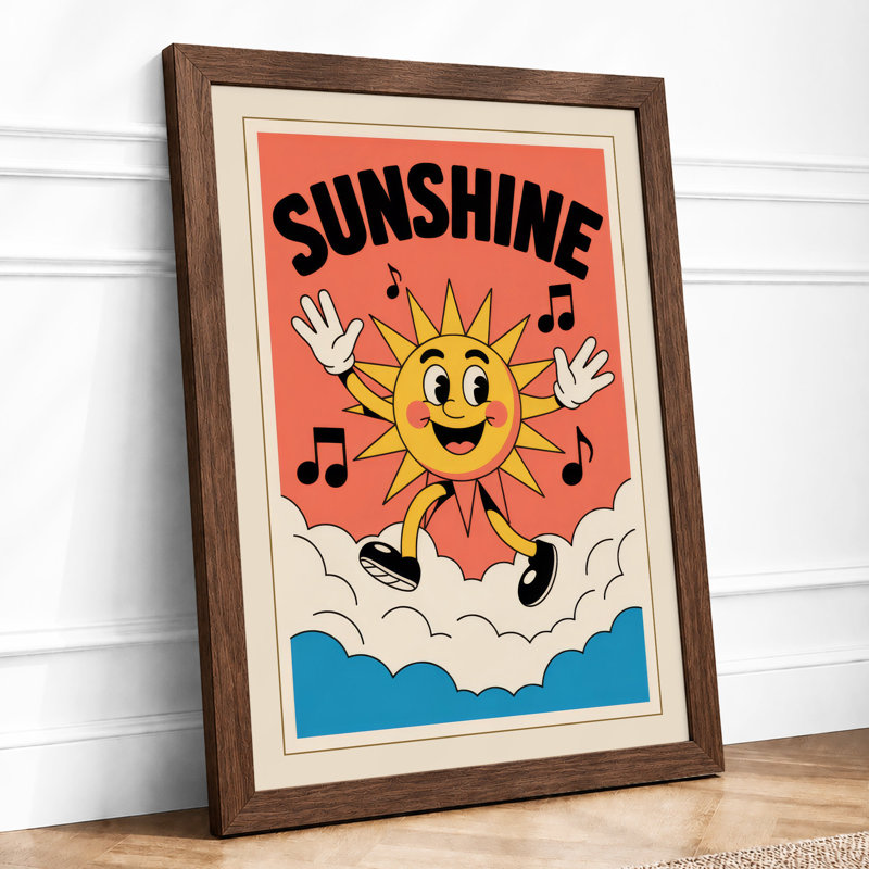Sunshine Smiles Retro - Framed Print, A2 - 59.4 x 42.0 cm, Walnut