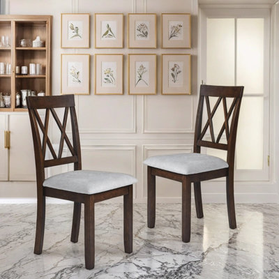 Tufted Upholstered Dining Chairs with Solid Wood Legs, Set of 2