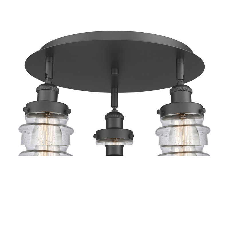 Alvi Glass Flush Mount, Seedy, Matte Black
