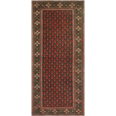 One-of-a-Kind 4'2" X 9'6" 1980s Runner Wool Area Rug in