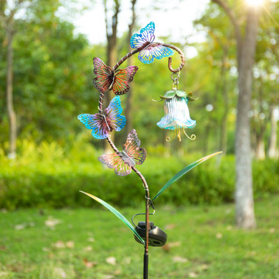 Solar Butterfly & Lily Flower Garden Stake – Led Metal Decor, Colorful Butterfly Design, Outdoor Yard/patio Accent,outdoor Decor