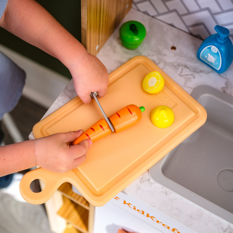 3-piece Wooden Play Kitchen With Lights, Sounds And 30 Accessories