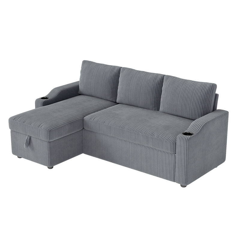 Canapé-lit modulaire convertible de 81 po avec rangement Murdis, Gris