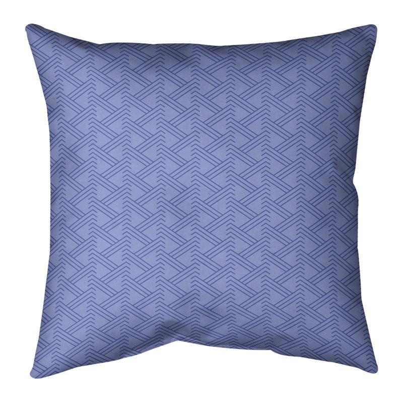 Housse Coussin décoratif motif Zig Zag, 14 po x 14 po, Bleu froid, Sergé de coton