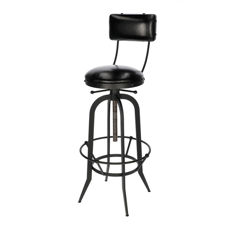 Salzmann Swivel Adjustable Height Counter Stool with Metal Frame, Black