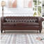 Canapé Chesterfield 84,65 po à accoudoirs rembourrés en polyuréthane brun foncé.-824275093