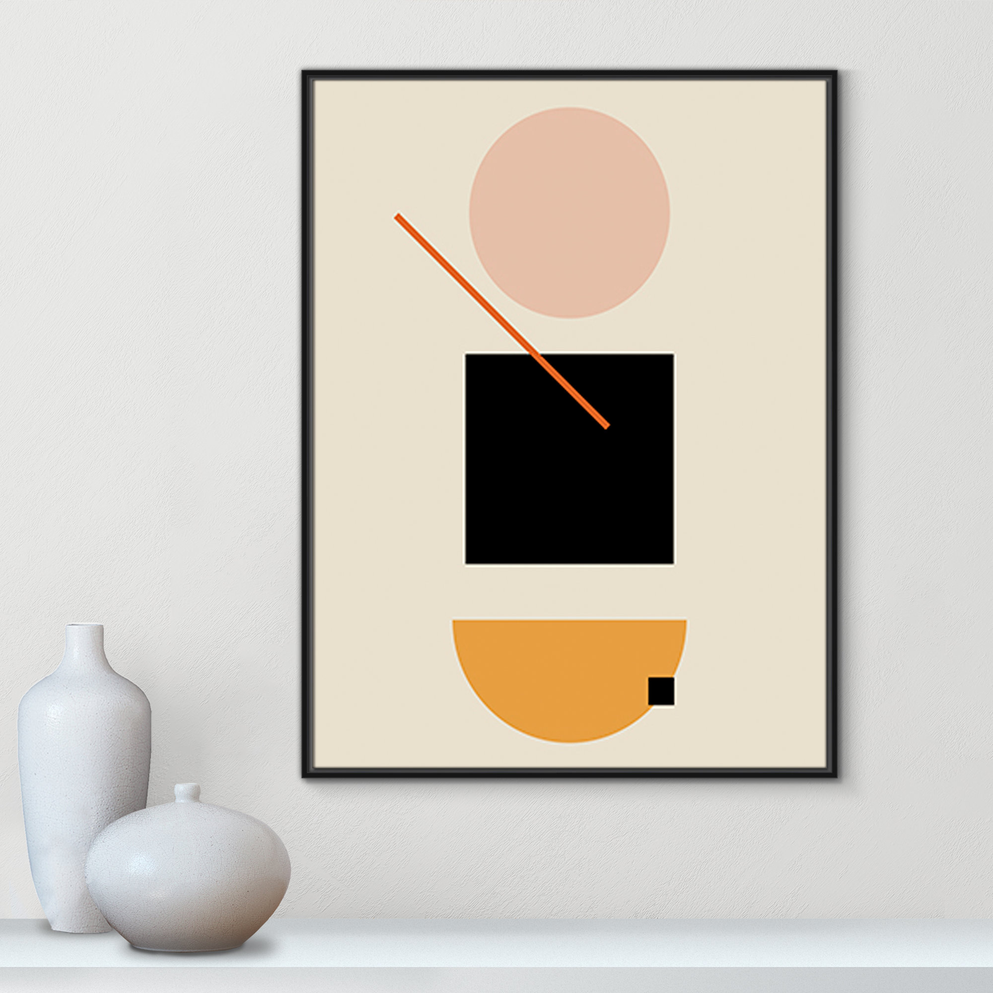Simple Shapes by Daniela Santiago, 41.5" H x 31.5" W x 2" D, Black Framed