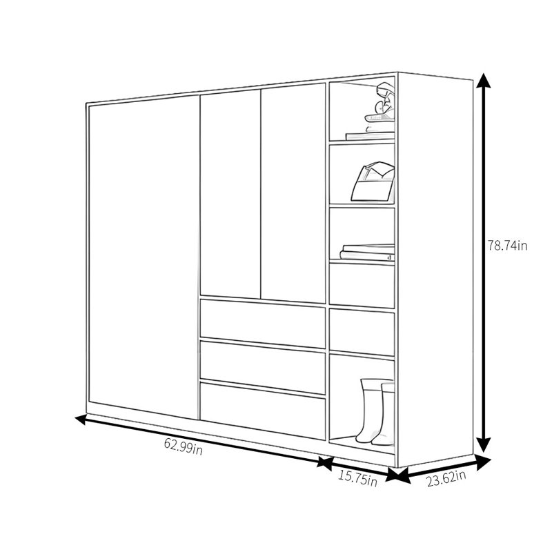 Garde-robe simple, moderne et tendance, H 79 po x l 79 po x P 24 po