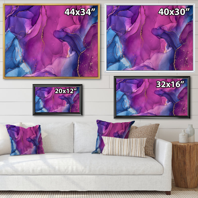 «Mauve et bleu», impression sur toile, Toile à cadre flottant blanc, H 30 po x l 40 po
