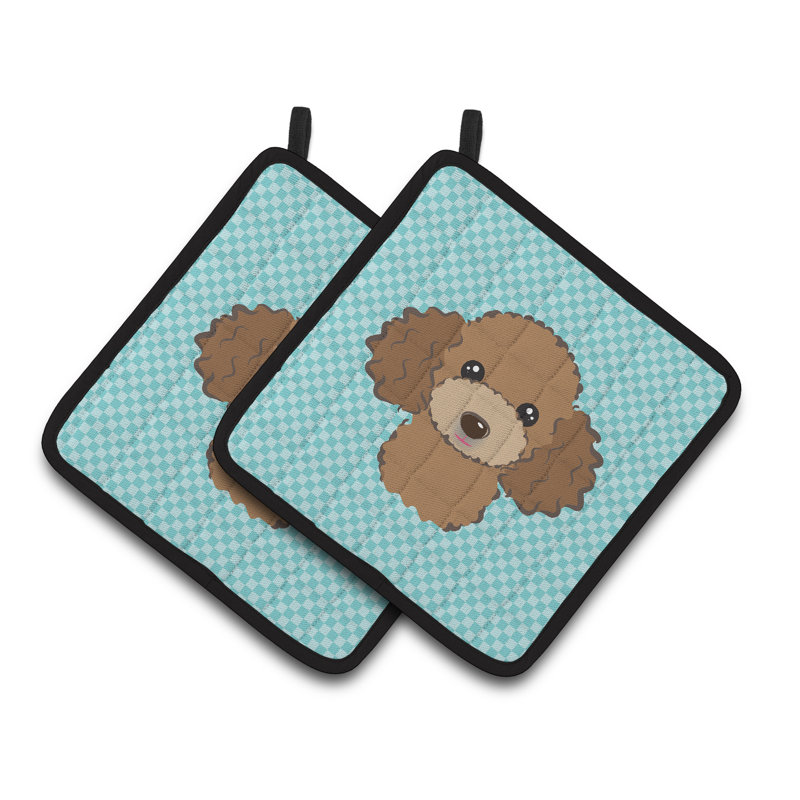 Cuisinier poignée caniche caroline trésors Checkerboard, Chocolat / Brun