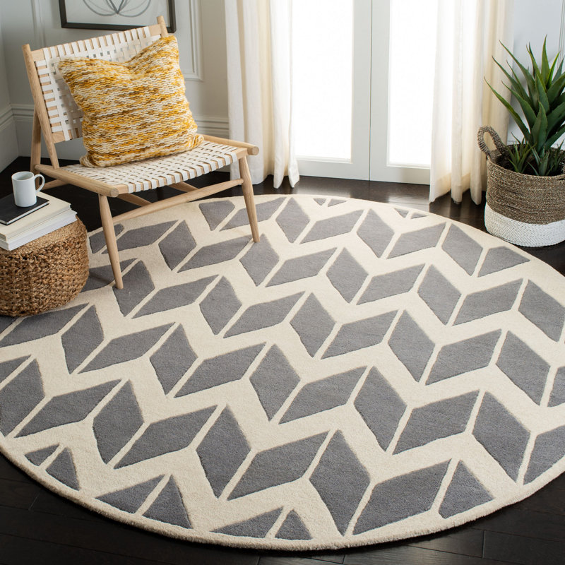 Chatham Hand Tufted Wool Chevron Rug, Round 5'