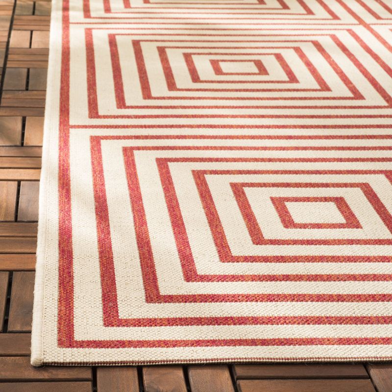 Kelli Beach House Performance Geometric Indoor/Outdoor Area Rug, Square 6'7"