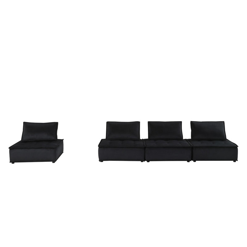 Velvet 4 Pc Sectional Sofa, 29" H x 120" W x 80" D