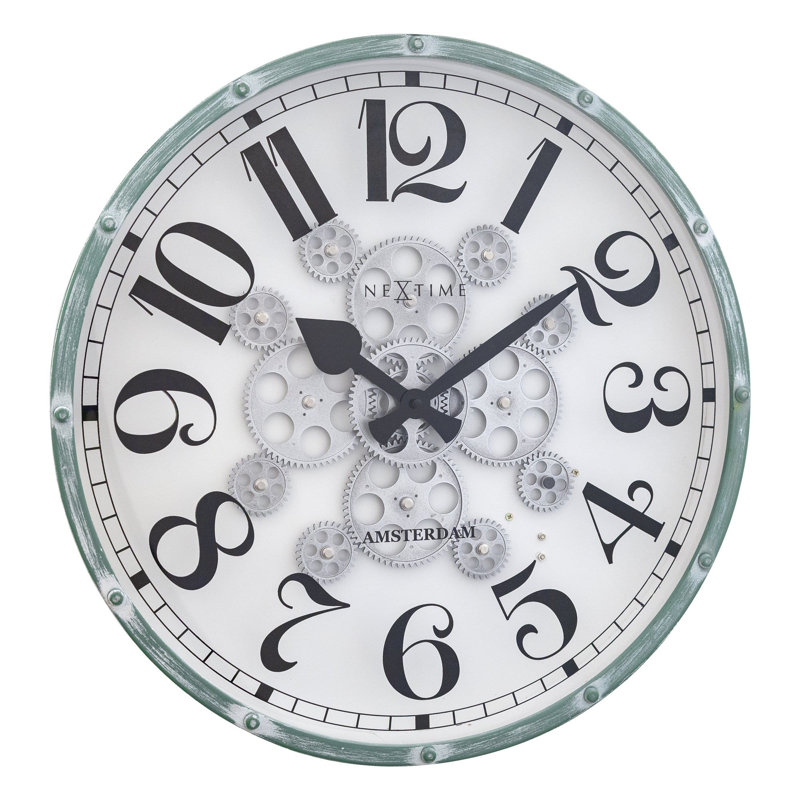 Horloge murale 20 pouces, Blanc / vert / noir