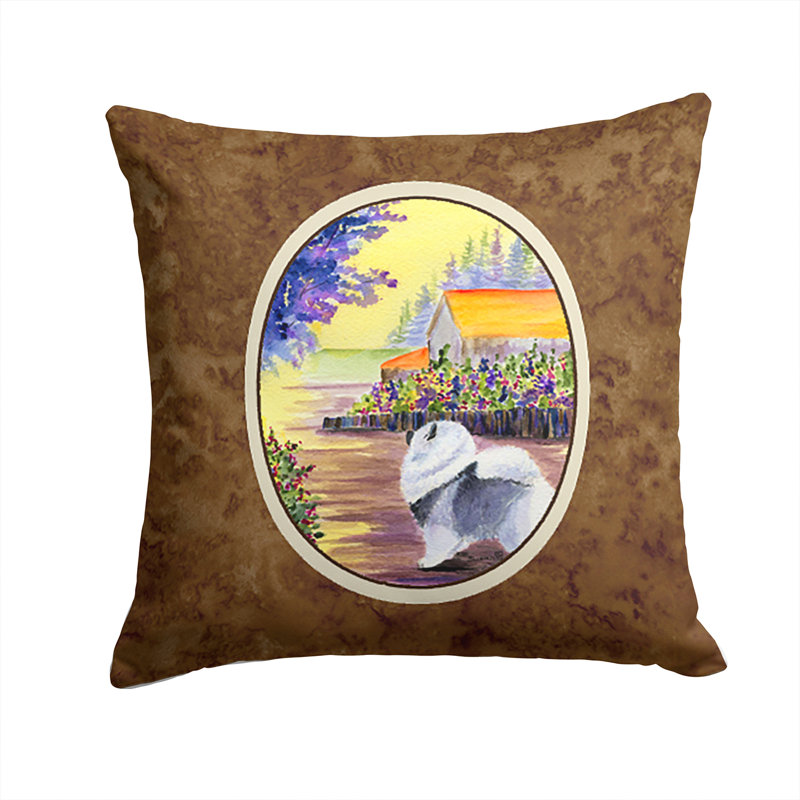 Coussin décoratif intérieur / extérieur brun Keeshond