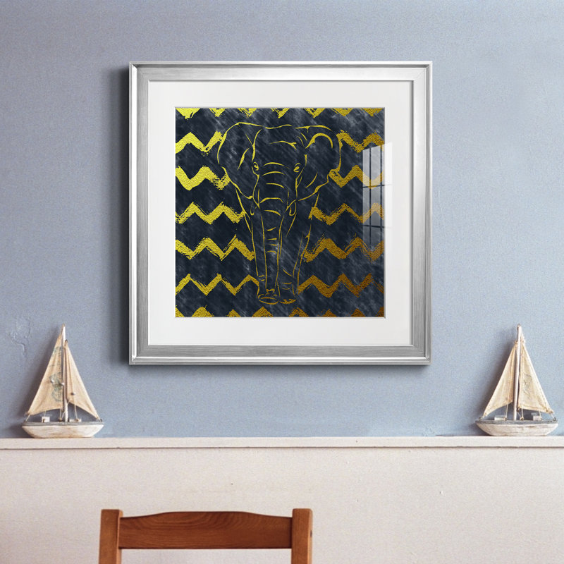 «Brushed Elephant», cadre photo, Papier avec cadre argenté, H 22,5 po x l 22,5 po x P 1,5 po