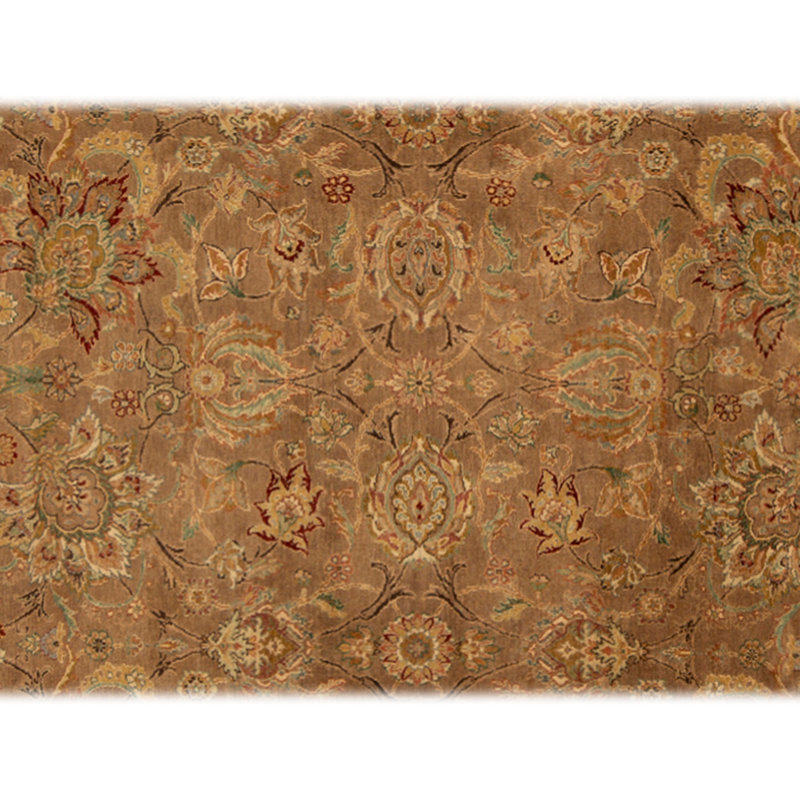 Tapis brun et blanc de haute qualité noué à la main Iovry